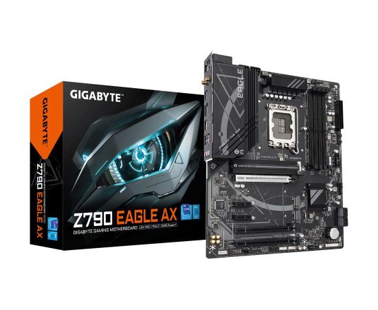 Mainboard GIGABYTE Intel Z790 LGA1700 ATX Memory DDR5 Memory slots 4 2xPCI-Express 3.0 1x 1xPCI-Express 3.0 16x 1xPCI-Express 4.0 16x 1xPCI-Express 5.0 16x 3xM.2 1xHDMI 1xDisplayPort 2xUSB 2.0 5xUSB 3.2 1xUSB-C 1xPS/2 1xRJ45 3xAudio port Z790EAGLEAX