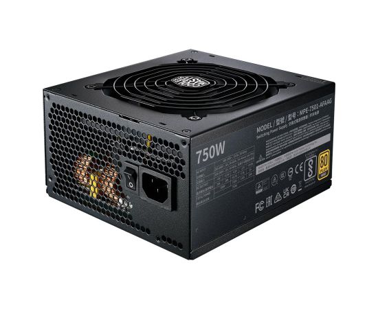 Power Supply COOLER MASTER 750 Watts Efficiency 80 PLUS GOLD PFC Active MTBF 100000 hours MPE-7501-AFAAG-3EU