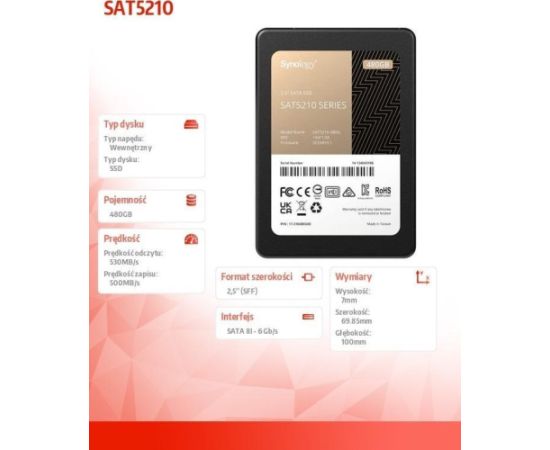 SSD Synology SAT5210 480 GB 2.5'' SATA III (6 Gb/s)  (SAT5210-480G)