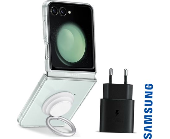 Samsung Z Flip5 Starter Pack USB-C 25W Lādētājs + Caurspīdīgs maciņš