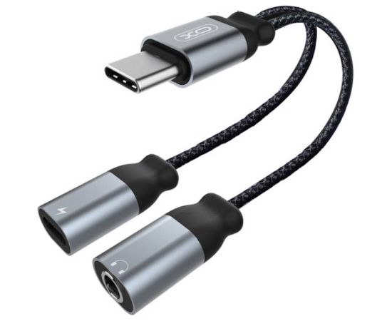 Audio adapter Type-c to Type-c + Jack 3.5mm XO NBR160B Bluetooth transfer function (black)