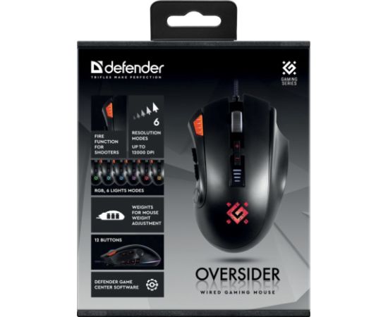 MOUSE DEFENDER GM-917 OVERSIDER RGB OPTIC 12000dpi 12P