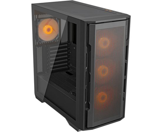 COUGAR | Uniface RGB Black | PC Case | Mid Tower / Mesh Front Panel / 4 x 120mm ARGB Fans / TG Left Panel / Black