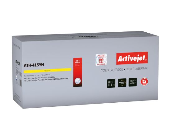 Activejet ATH-415YN toner for HP printer; Replacement HP 415A W2032A; Supreme; 2100 pages; Yellow, with chip