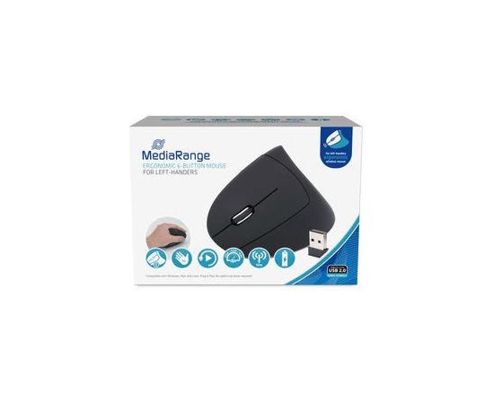 MOUSE USB OPTICAL WRL 6-BUTTON/LEFT BLACK MROS233 MEDIARANGE