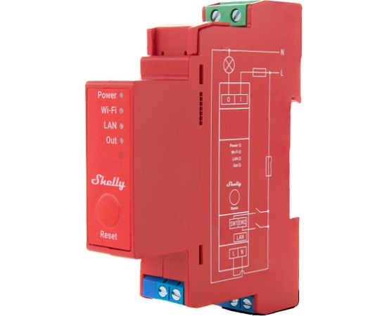 DIN Rail Smart Switch Shelly Pro 1PM with power metering, 1 channel