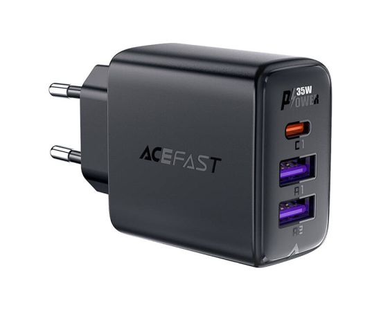 Wall charger Acefast A57 GaN 2xUSB-A+USB-C PD35W EU (black) Зарядные устройства