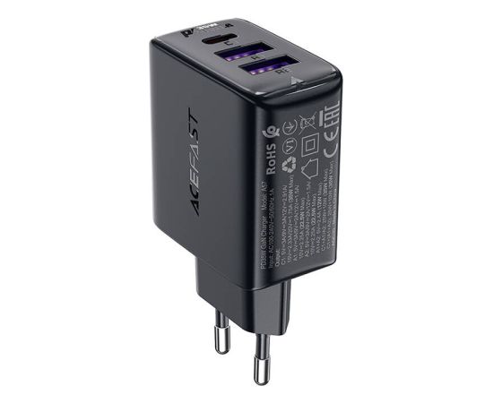 Wall charger Acefast A57 GaN 2xUSB-A+USB-C PD35W EU (black) Зарядные устройства