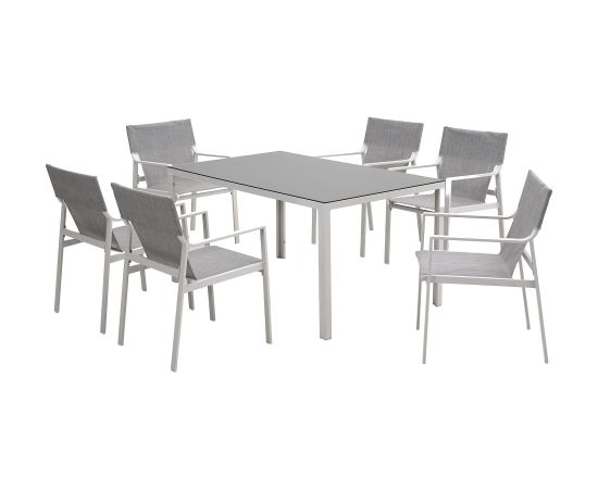 Garden furniture set OSMAN table and 6 chairs, light grey