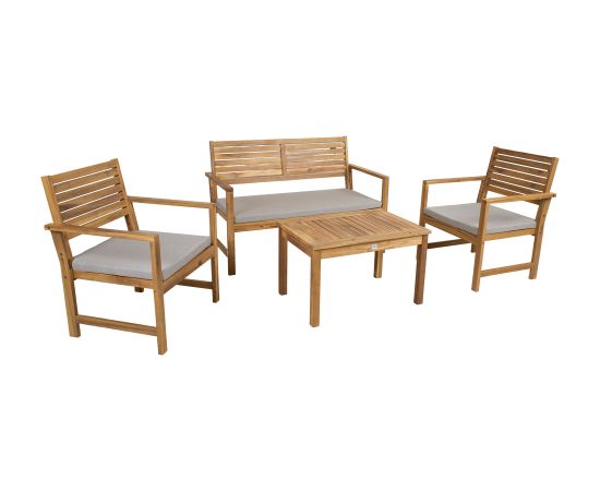 Garden furniture set FORTUNA table, bench and 2 chairs, acacia