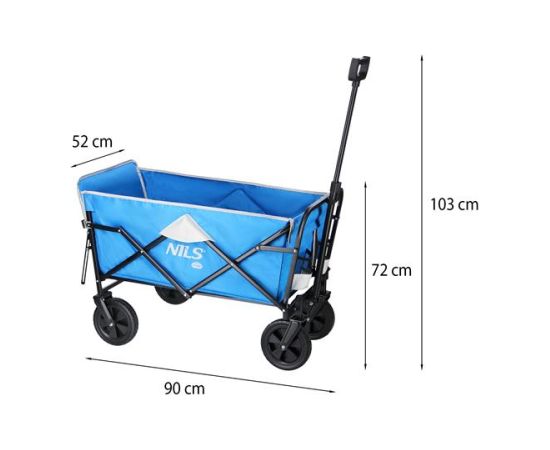 Saliekami kempinga ratiņi NC1606 FOLDING WAGON GRAY-BLUE NILS CAMP