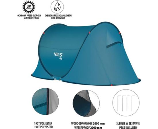 Telts NC3743 CAMPING TENT BLUE NILS CAMP