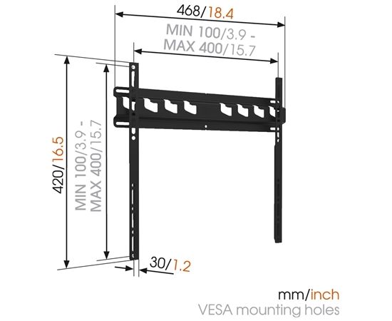 Vogels  sienas stiprinājums, Maximum weight (capacity) 60 kg, Black