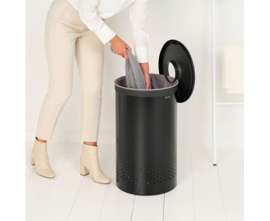 BRABANTIA Veļas grozs, 60L, Matt Black - 242380