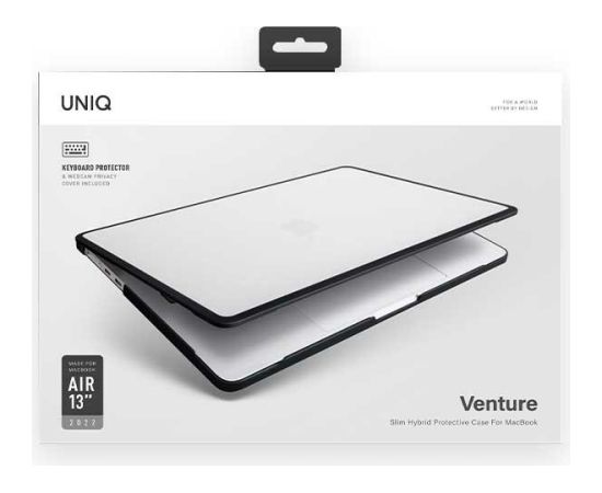 UNIQ Venture MacBook Air 13" (2018- 2022) futrālis melns | pusnakts melns