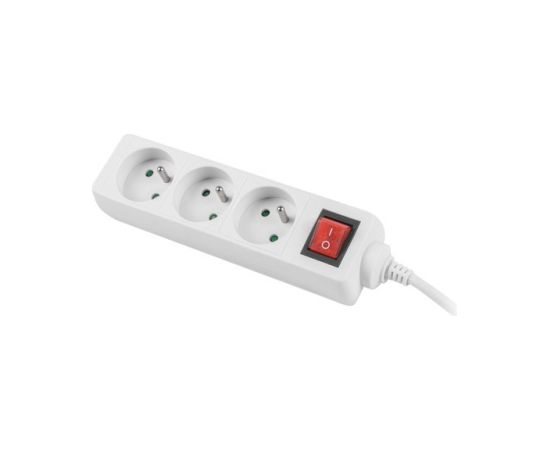 LANBERG POWER STRIP 3M WHITE, 3X 230V PL, WITH SWITCH