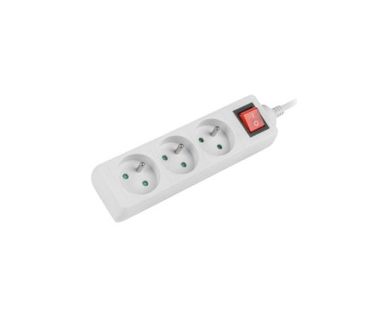 LANBERG POWER STRIP 3M WHITE, 3X 230V PL, WITH SWITCH