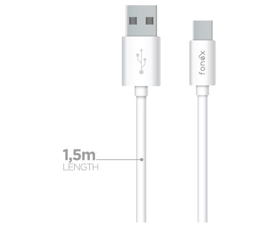 Data Cable USB to Type-C 25W 1.5m By Fonex White