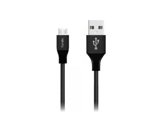 Data Cable USB to Micro USB 12W Ultra-Resistant 1m By Fonex Black