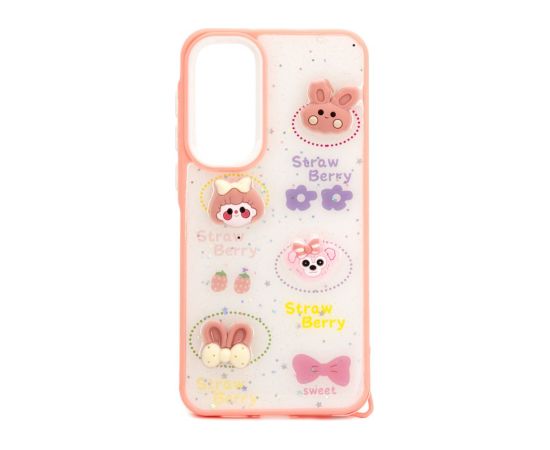 iLike Samsung  Galaxy A55 EPOXY CARTOON COVER White Pink