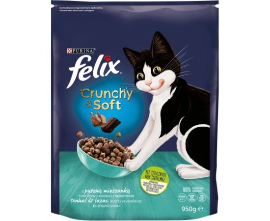 Purina FELIX Crunchy & Soft Tuna, salmon, and vegetables - dry cat food - 950 g