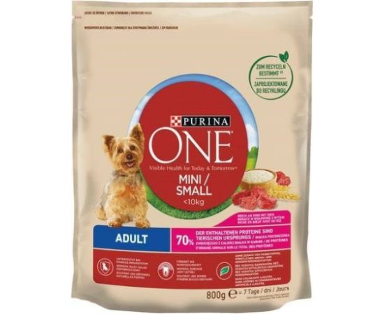 PURINA One Mini Adult Beef, Rice - Dry Dog Food - 800 g