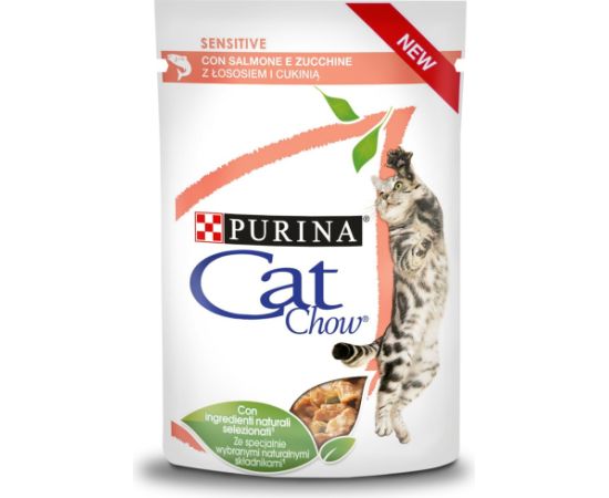 Purina Cat Chow Sensitive Gig with salmon and zucchini in sauce - Wet food for cats - 85 g