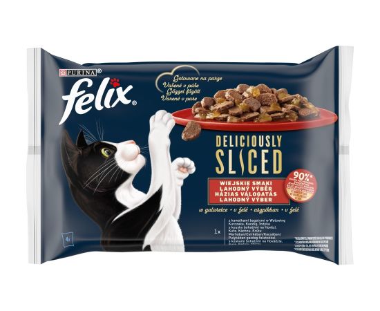 Purina FELIX Deliciously Sliced - wet cat food - 4x 80 g