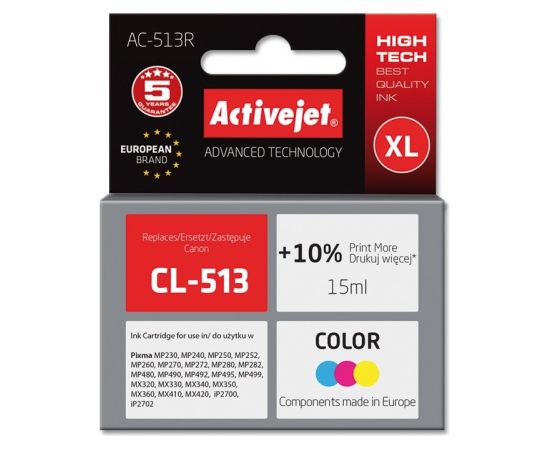 Activejet AC-513R Ink cartridge (replacement for Canon CL-513; Premium; 15 ml; color)