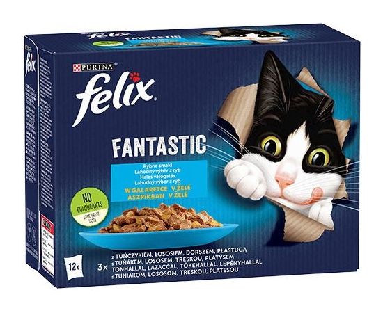 Purina Felix Fantastic fish flavors in jelly with tuna, salmon, cod and flatfish - (12x 85 g)