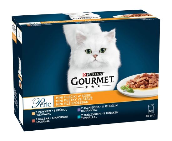 PURINA  Gourmet Perle Duck, turkey, lamb, tuna - wet cat food - 12x85 g