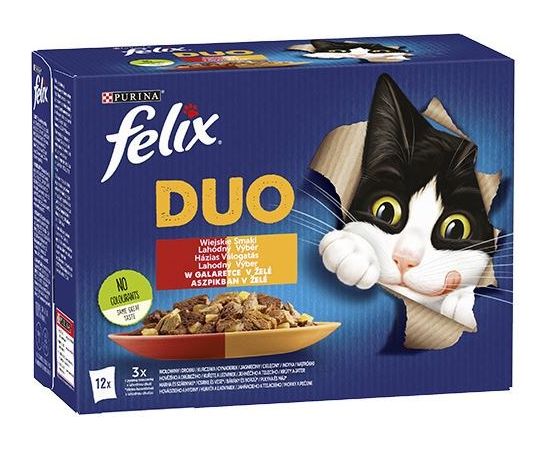 Purina Felix Fantastic Duo Country Flavours with Beef and Poultry, Chicken, Tzatziki, Lamb, Veal, Turkey and Liver in Jell-O -12 x 85g