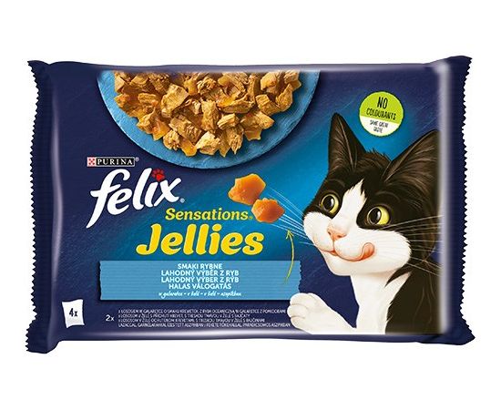 Purina Felix Sensations Mix - salmon, shrimps, ocean fish with tomatoes - wet cat food - 4x85 g