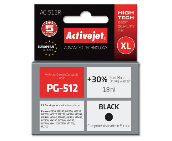 Activejet AC-512R ink (replacement for Canon PG-512; Premium; 18 ml; black)