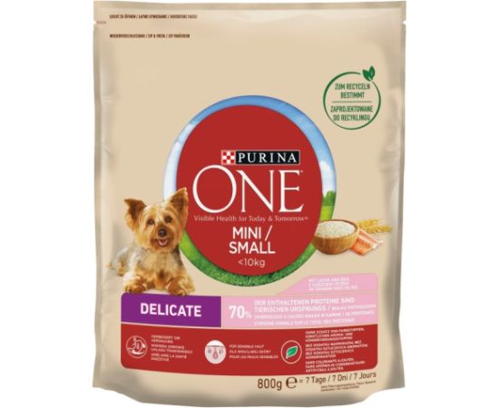 PURINA One Mini Delicate Salmon, rice - dry dog food - 800 g