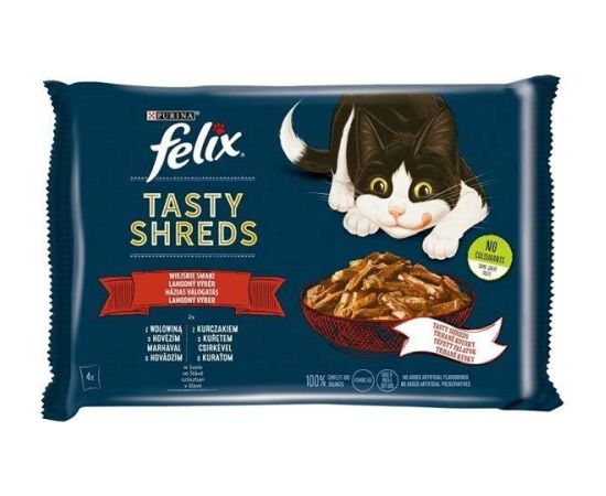 Purina FELIX Tasty Shreds with beef and chicken - 4x 80g