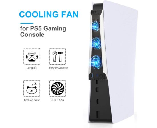 GameBox CO1 Sāniski fiksējams Klipša Ventilātors dzesētājs priekš Play Station 5 Konsoles USB Strāva & Ultra Kluss Balts