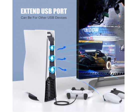 GameBox CO1 Sāniski fiksējams Klipša Ventilātors dzesētājs priekš Play Station 5 Konsoles USB Strāva & Ultra Kluss Balts