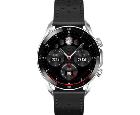 Išmanusis laikrodis su lietuvišku meniu Garett V10 Silver-black leather