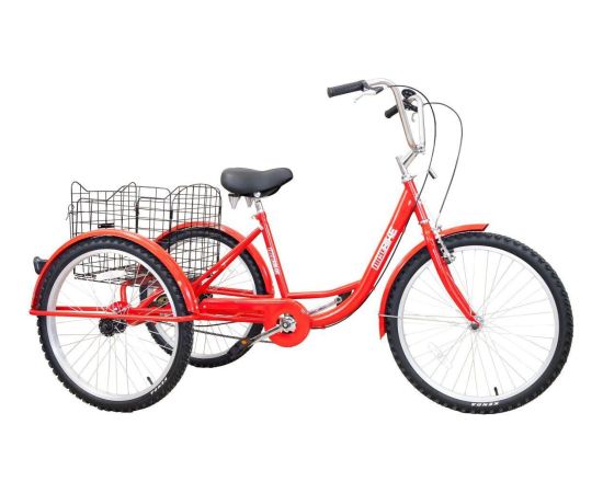 Enero Rower 3-kołowy 24" rehabilitacyjny 1-biegowy czerwony