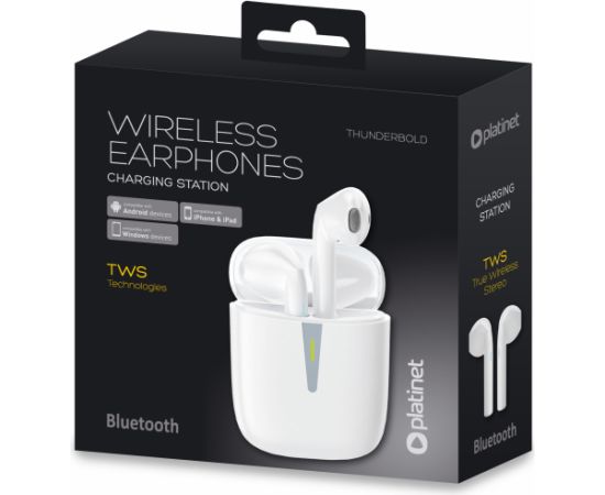 Platinet wireless earbuds Thunderbold, white (PM1010W)