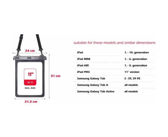 Swissten Ūdensizturīgs maciņš planšetdatoram līdz 11"