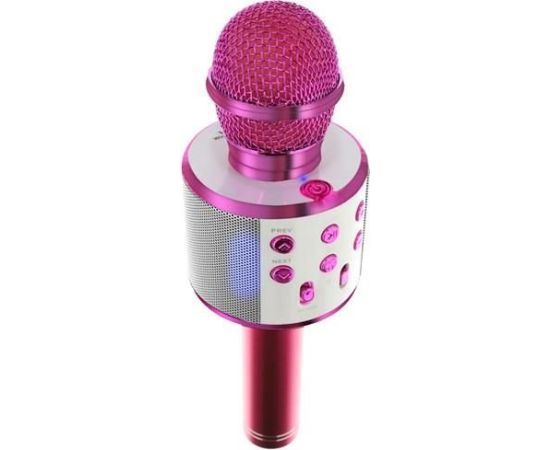 Goodbuy karaoke mikrofons ar iebūvētu Bluetooth skaļruni | 3W | aux | balss modulators | USB | Micro SD rozā