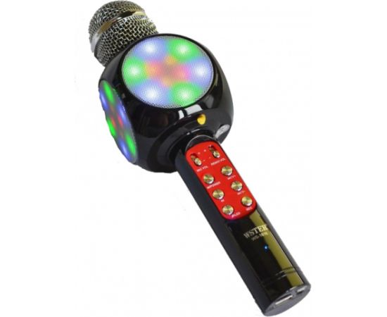 Goodbuy LED 360 karaoke mikrofons ar Bluetooth skaļruni | 5W | aux | balss modulators | USB | Micro SD melns