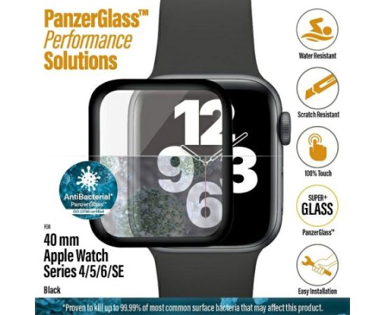 PanzerGlass Curved Apple Watch 4|5|6|SE 40mm Antibacterial czarny|black