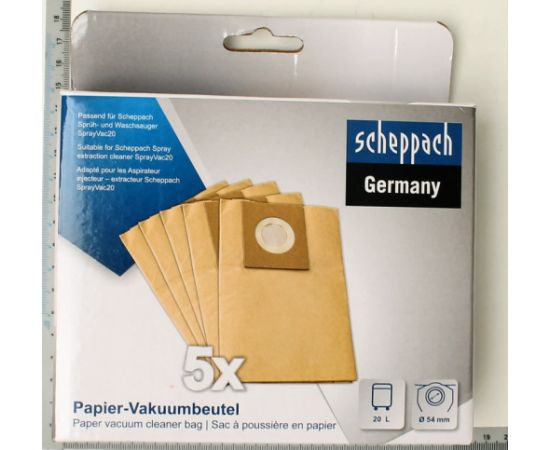 Papīra putekļu maisi putekļsūcējam Scheppach SprayVac20; 5 gab.