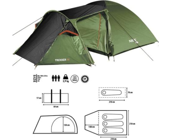 Telts NC6312 CAMPING TENT TREKKER III NILS CAMP