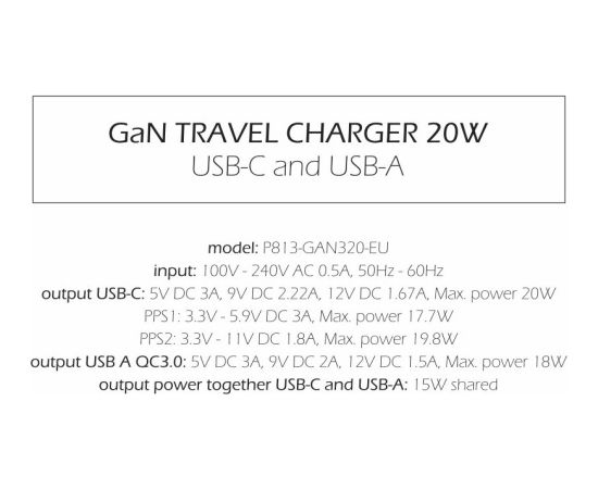 Swissten Tīkla Lādētājs GaN USB-C 20W PD / USB-A 18W QC