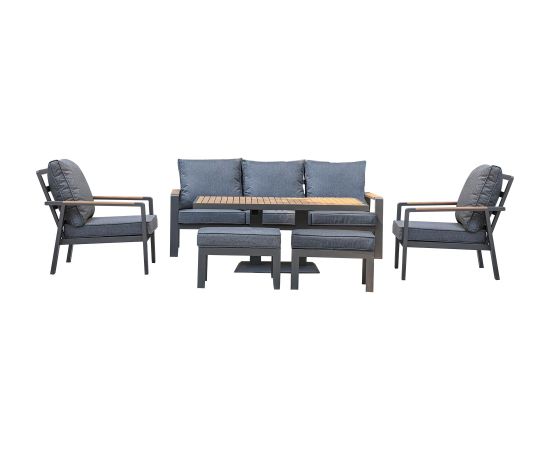Garden furniture set PARKER 6-parts, grey Dārza mēbeļu komplekti