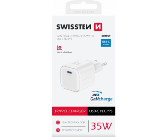 Swissten Зарядное устройство GaN USB-C 35W PD